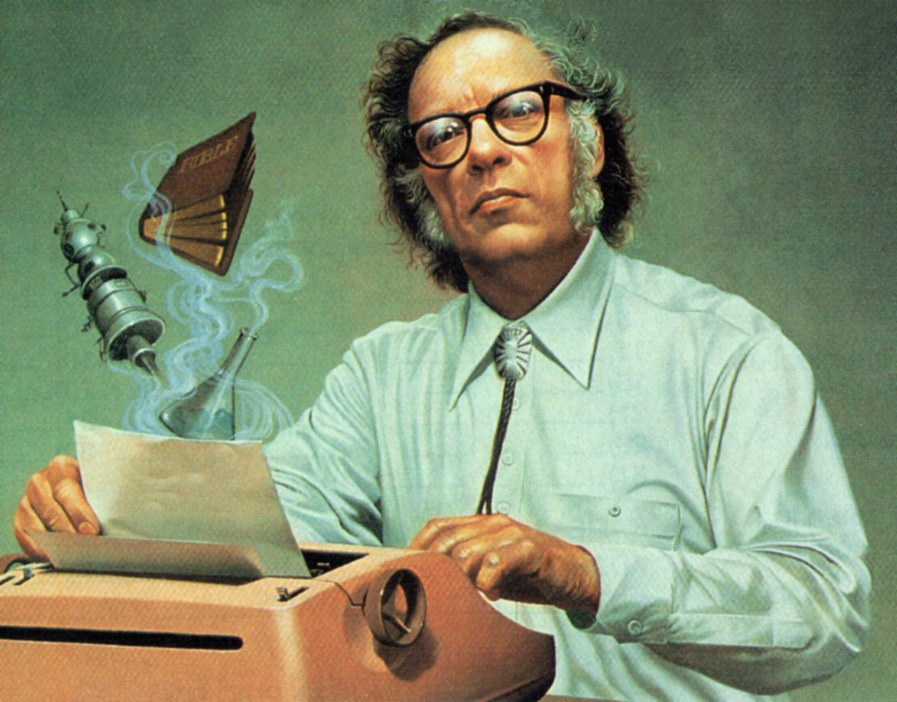 Dr. Asimov at his typewriter